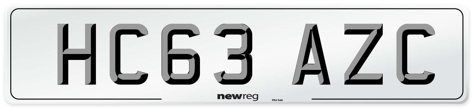 HC63 AZC Number Plate from New Reg